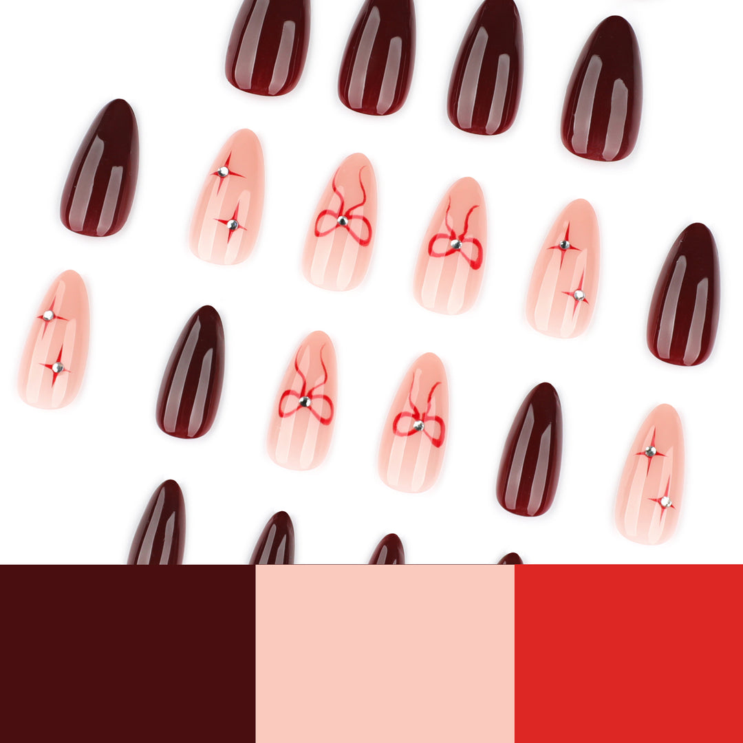 Artful nail art with elegant bows and rhinestone embellishments Bowlift