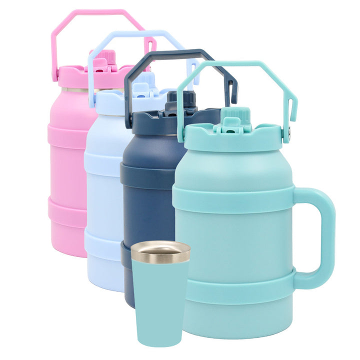 Ladies Insulated Stainless Steel Thermo Bottle with Practical Carry Handle Bowlift