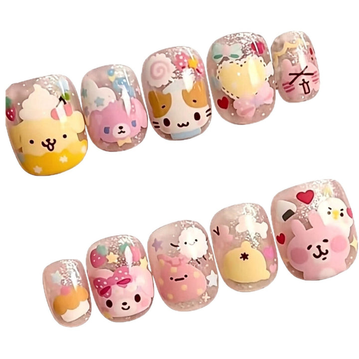 Whimsical Cartoon Character Nail Art Set Bowlift