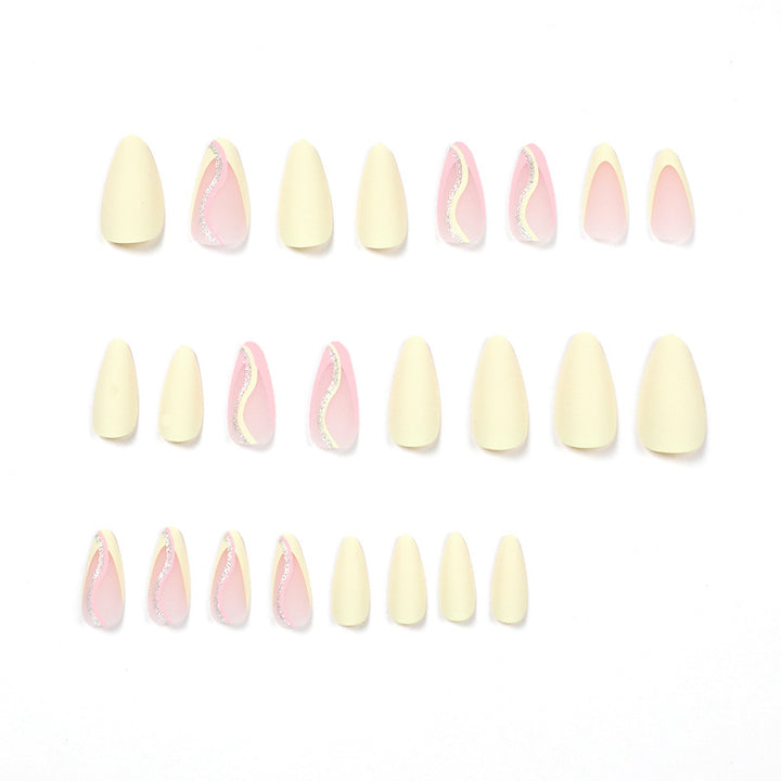 Stylish artificial nails with elegant wave pattern and matte finish Bowlift