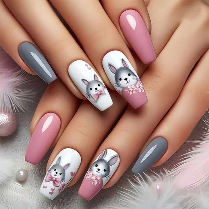 Animal-Themed Press-On Nail Art Set Bowlift