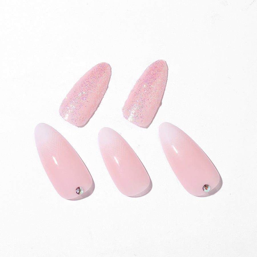 Elegant Press-On Nail Tips Set with Glitter and Ombre Design Bowlift