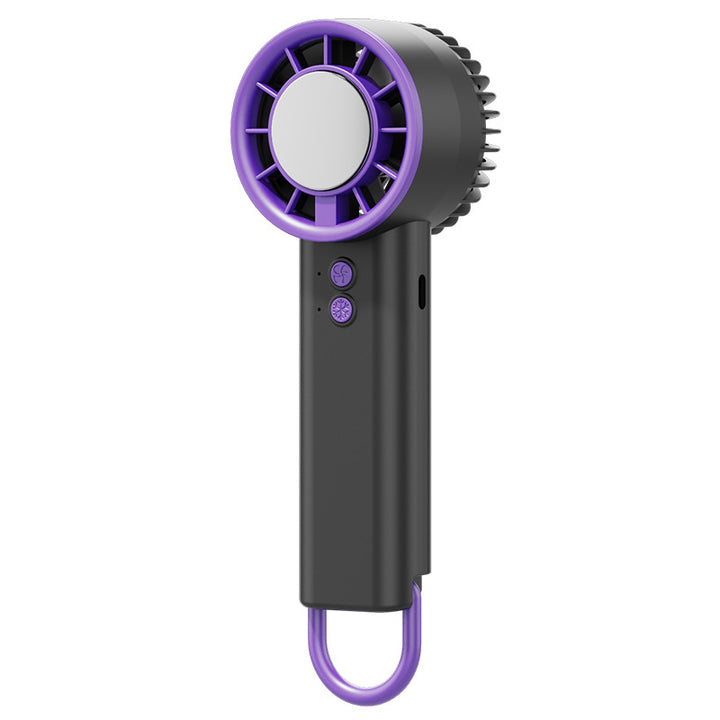 Cooling portable handheld evaporative mister fan with tri-speed adjustable airflow and foldable desktop stand Bowlift