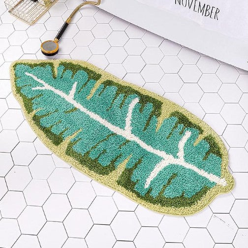 Plush Leaf-Design Bath Mat Bowlift