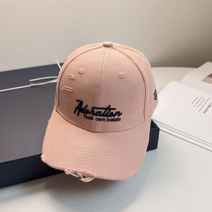 Women's Distressed Embroidered Baseball Cap Bowlift