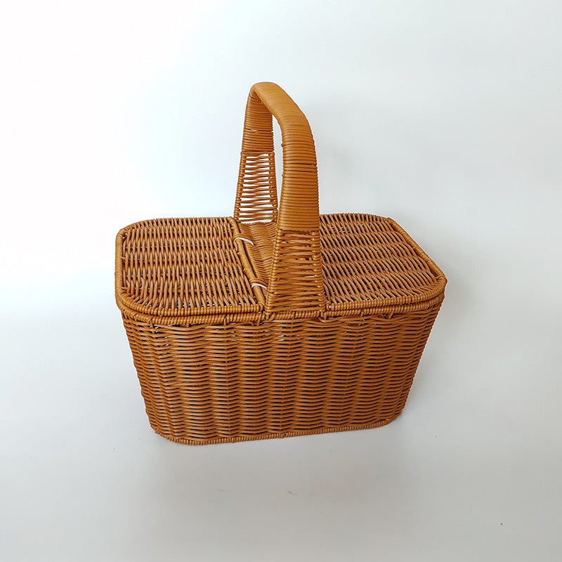 Elegant Woven Picnic Basket Bowlift