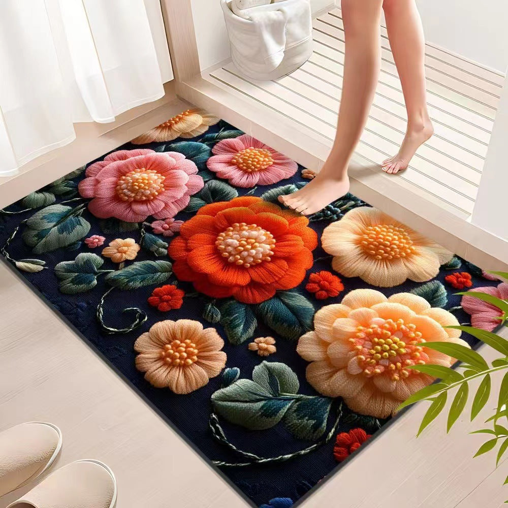 Floral Textured Indoor Mat Bowlift