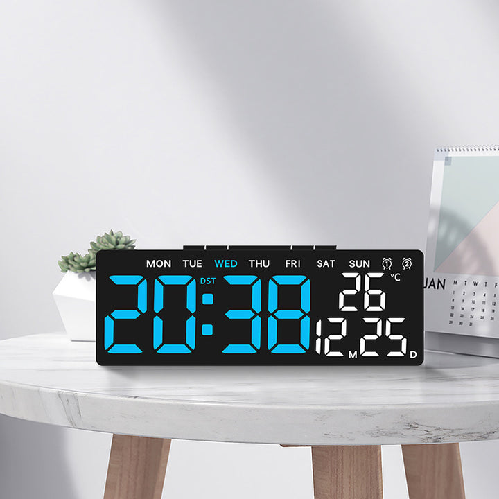 Digital weather alarm clock with large LED display and temperature display Bowlift