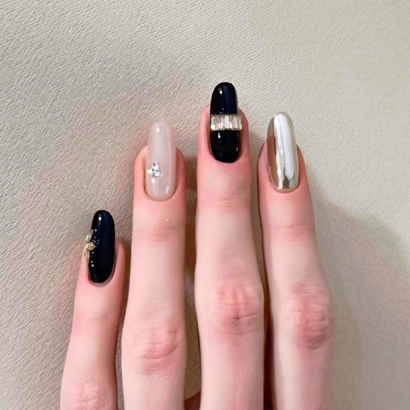Artistic Rhinestone-Embellished Press-On Nails Bowlift