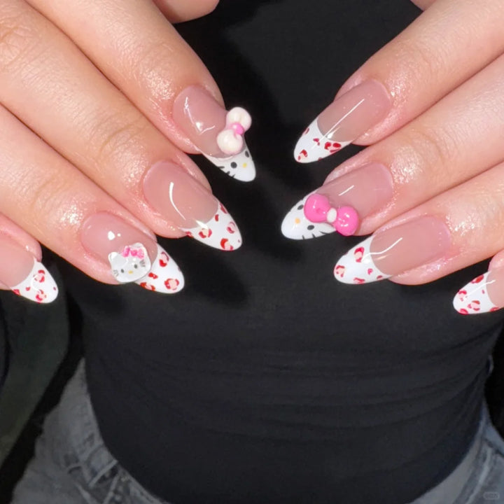 Artful Nail Extensions with Cute Motif Accents Bowlift