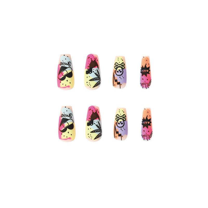 Creative artificial nails with colorful designs Bowlift