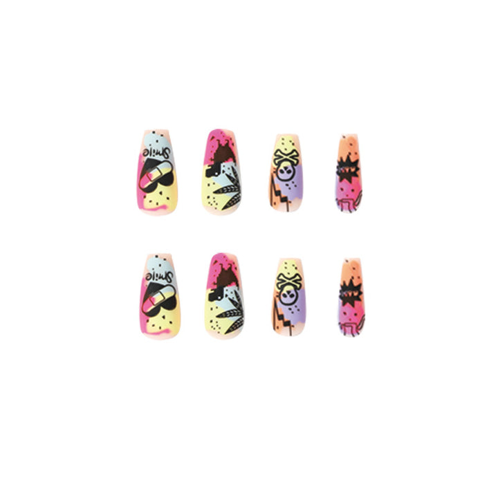 Creative artificial nails with colorful designs Bowlift