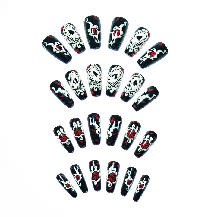 Artificial nails with playing cards and dice motif Bowlift