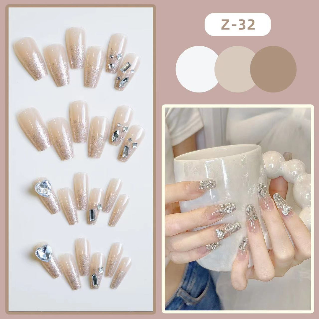 Sparkling Rhinestone Press-On Nail Set Bowlift