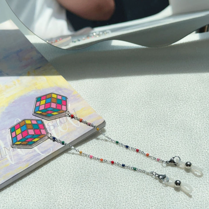 Colorful Rubik's Cube Dangle Earrings Bowlift
