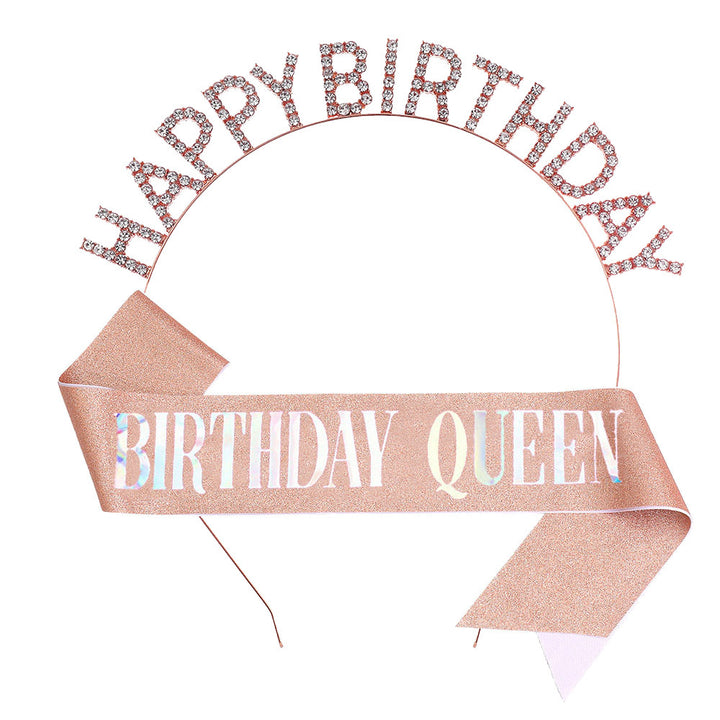 Ladies Glitter Headband with "Happy Birthday" Inscription Bowlift