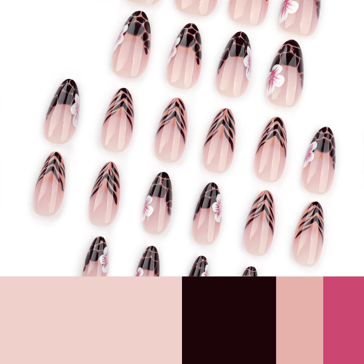 Artful Stiletto nails with floral accent Bowlift