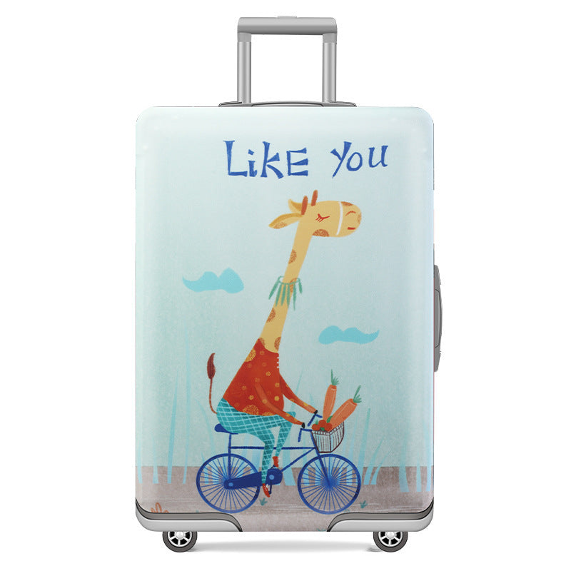 Unisex nan elastic motif suitcase cover made of stretchable polyester with handle and wheel openings Bowlift