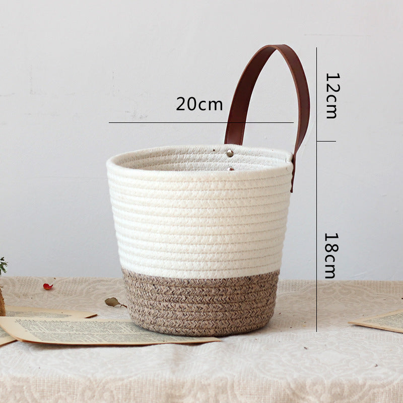 Decorative basket with leather handle Bowlift