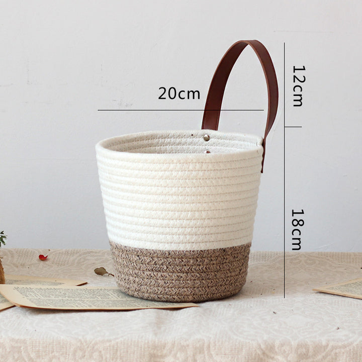 Decorative basket with leather handle Bowlift