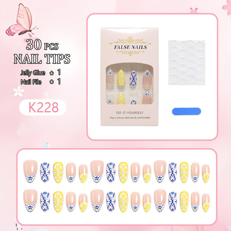 Artificial nail set with creative lemon and flower patterns Bowlift