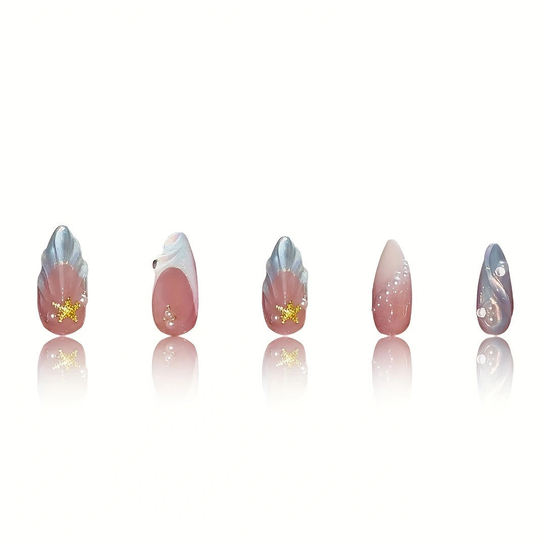 Mermaid-Inspired Press-On Nail Art Bowlift