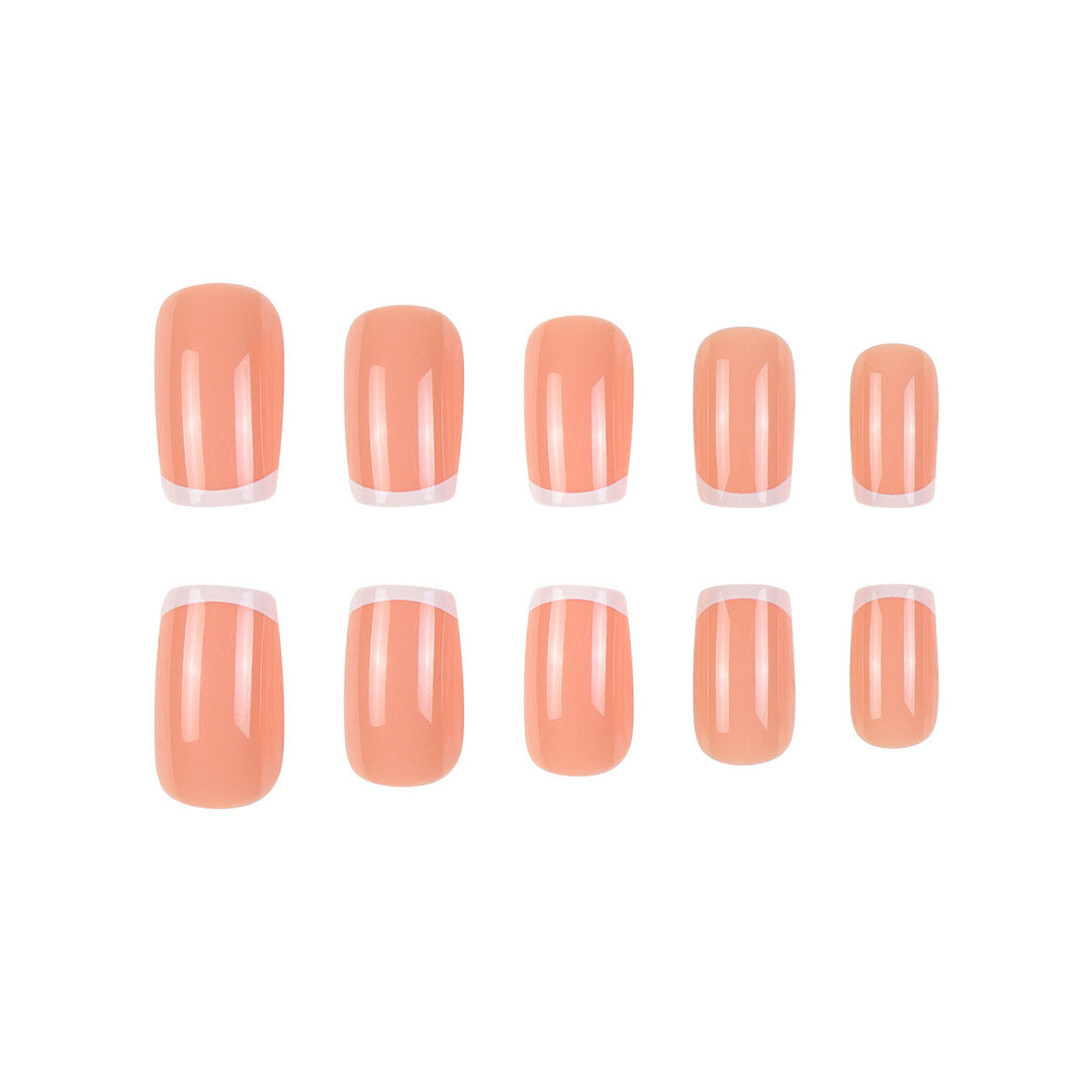 Glossy French Tip Press-On Nail Set Bowlift