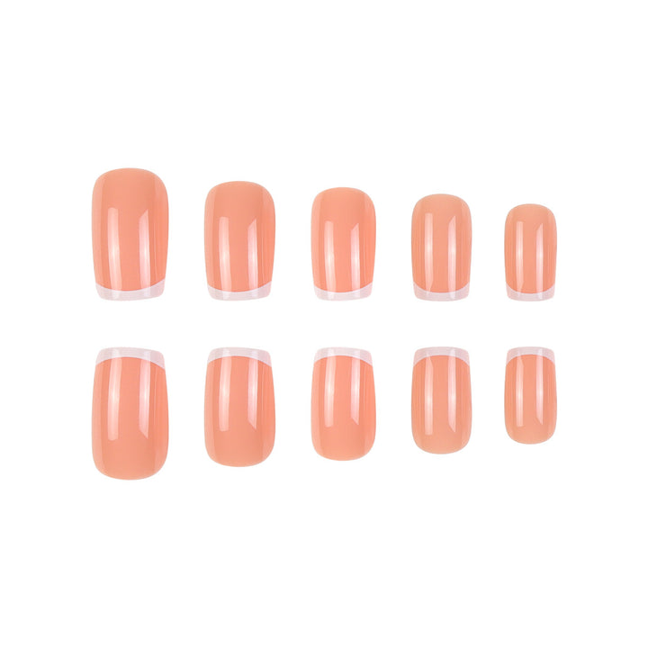 Glossy French Tip Press-On Nail Set Bowlift