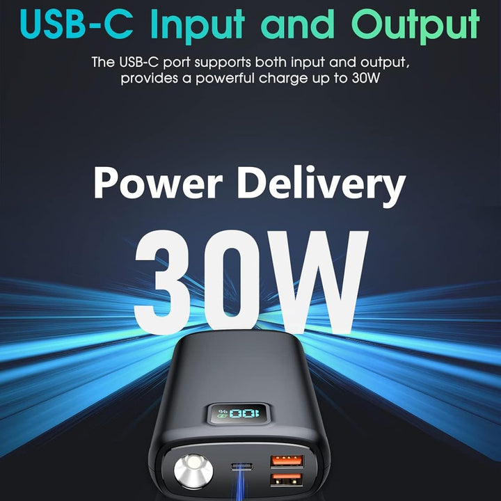 Portable power bank with digital LED display and flashlight function Bowlift