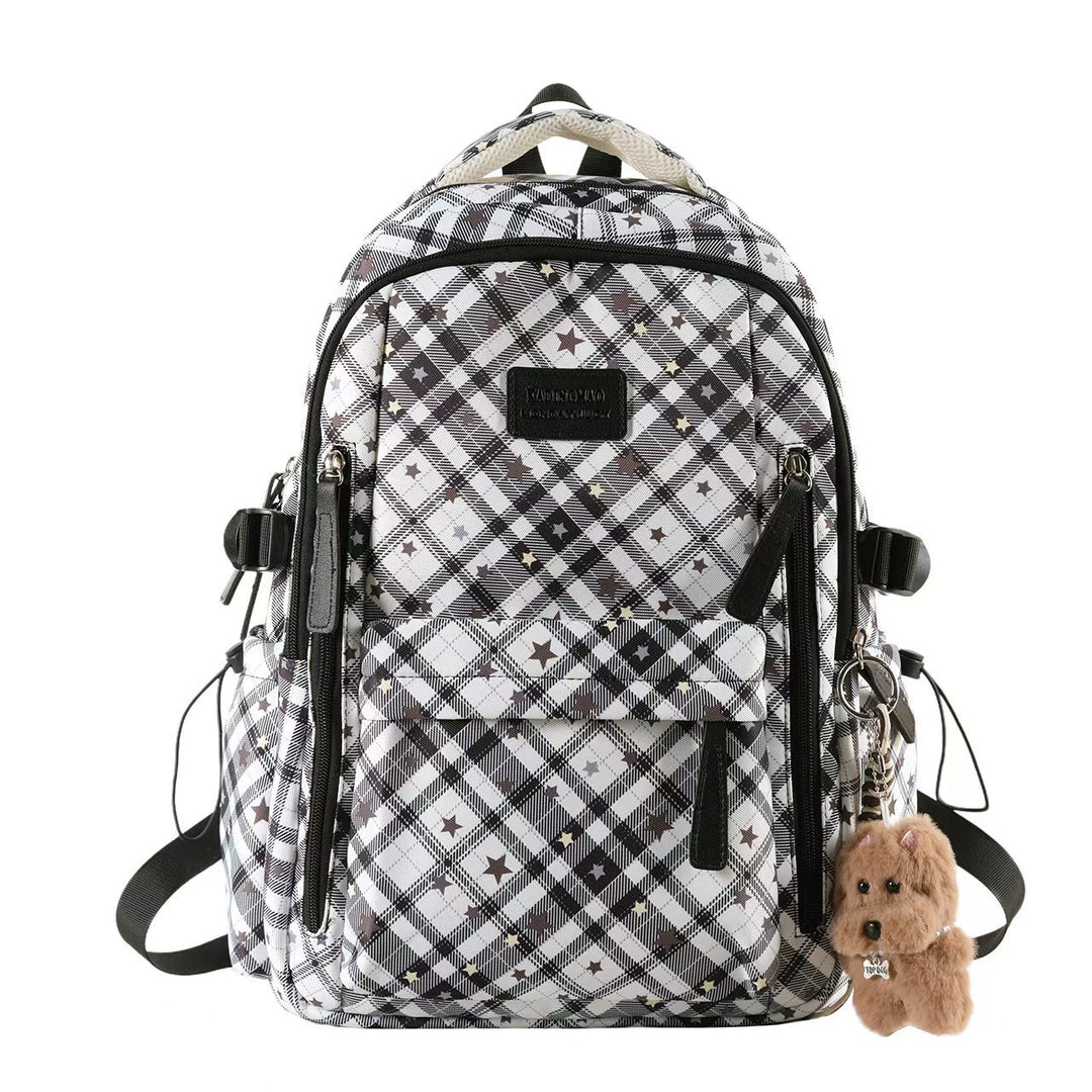 Multi-Compartt Star-Patterned Backpack Bowlift