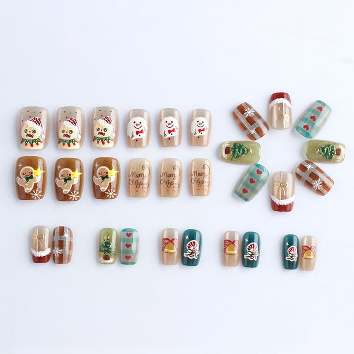 Christmas-Themed Press-On Nail Art Set Bowlift