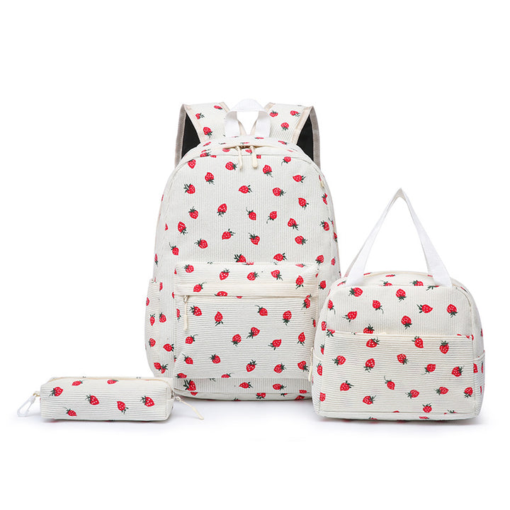 Backpack set with Playful Strawberry Pattern Bowlift