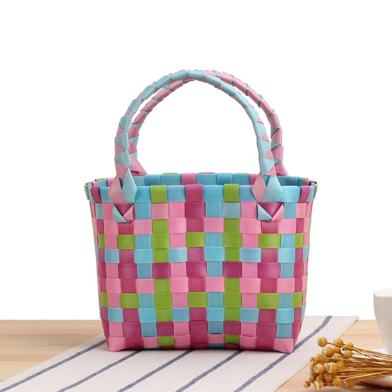 Handcrafted Tote Bag in Modern Check Pattern Bowlift