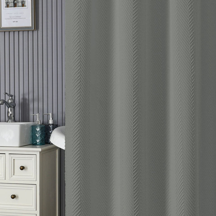Textured Leaf Pattern Shower Curtain Bowlift