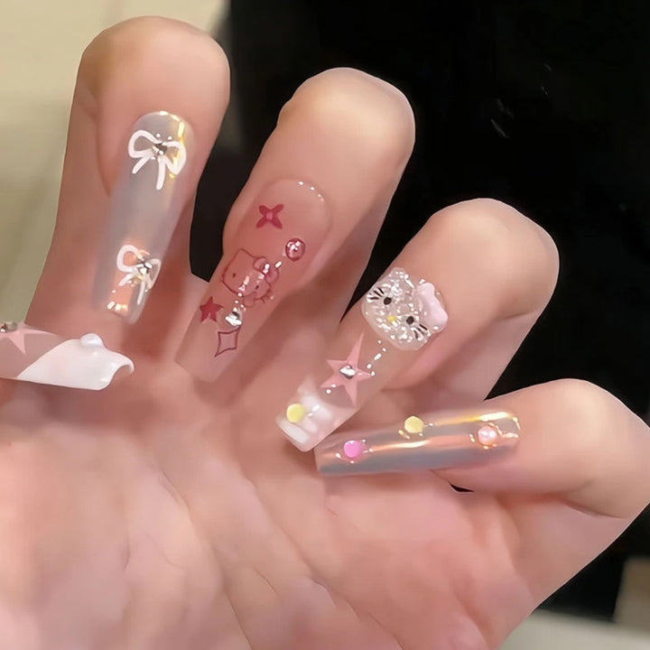 Cute Character-Themed Press-On Nail Set Bowlift