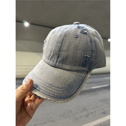 Women's Distressed Denim Baseball Cap Bowlift 1784084028