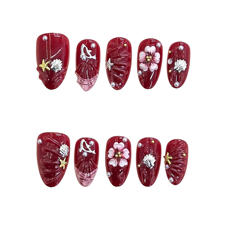 Artistic Floral Design Press-On Nail Set Bowlift 1787225330