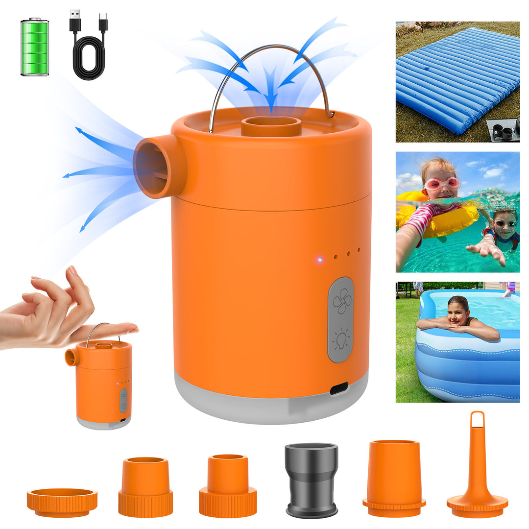 Portable Cordless Rechargeable Electric Air Pump With Multi-Nozzle Adapters Bowlift