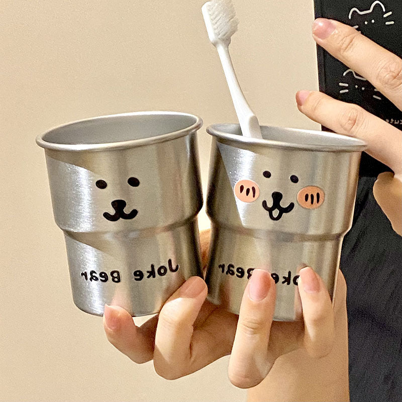 Noble stainless steel cup with cute bear motif Bowlift