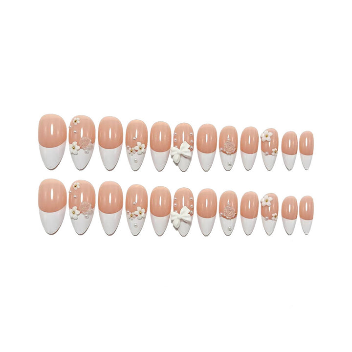 Elegant Artificial Nail Set with Floral Accents Bowlift