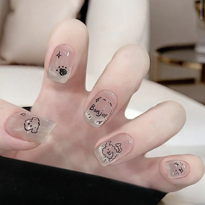 Creative Cartoon-Themed Press-On Nail Set Bowlift