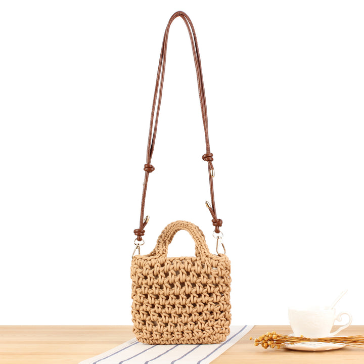 Handbag Made of Handmade Macrame with Adjustable Shoulder Strap Bowlift