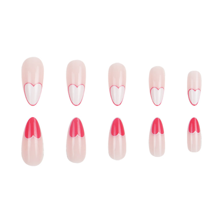 Heart-Design Stiletto Press-On Nails Bowlift 1789085993