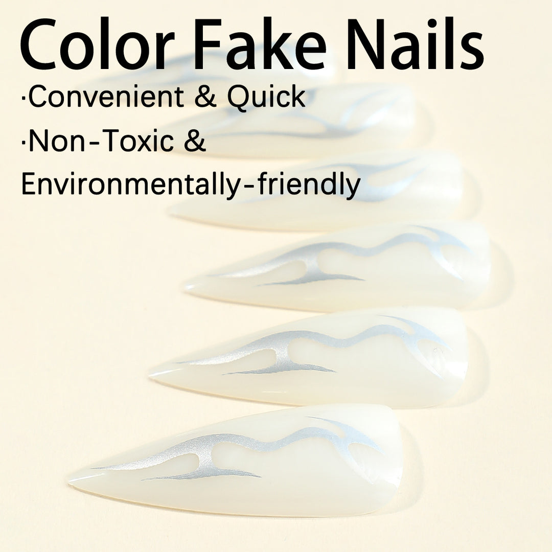Creative nail set with pointed artificial nails and accessories Bowlift