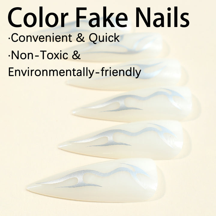 Creative nail set with pointed artificial nails and accessories Bowlift
