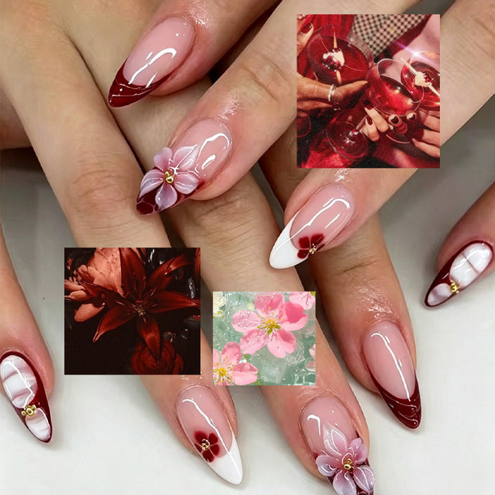 Artistic Floral Press-On Nail Collection Bowlift
