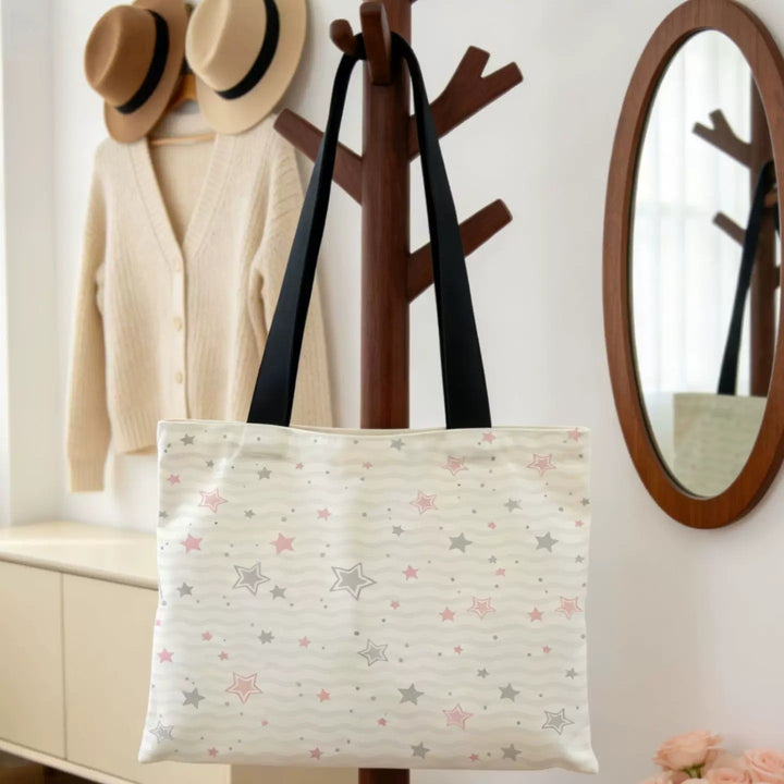 Elegant Star Patterned Canvas Tote Bag