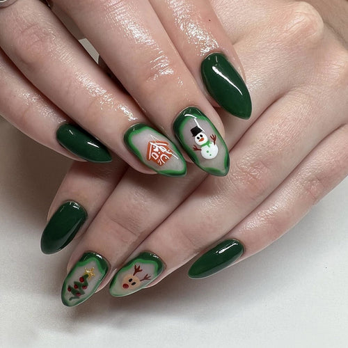 Creative nail set with festive Christmas motifs and shine Bowlift