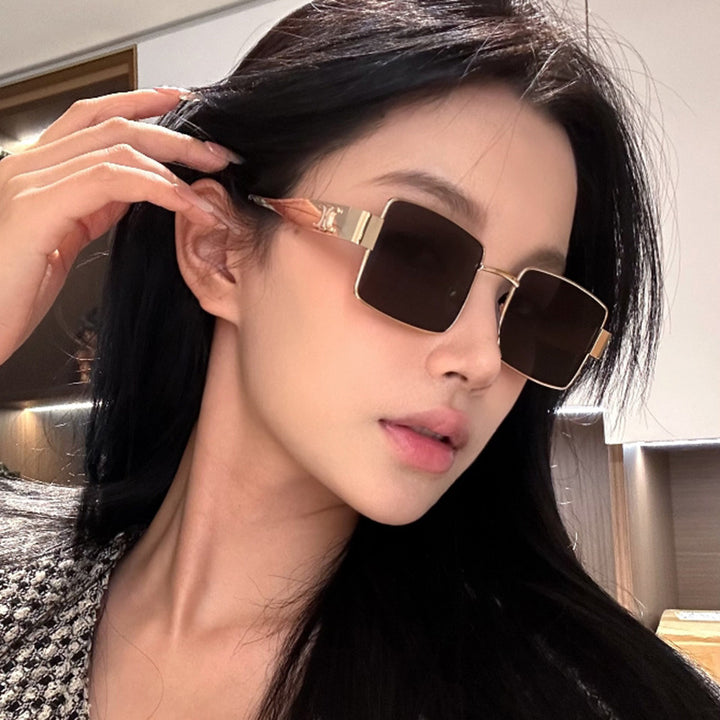 Women's fashionable rectangular sunglasses with high-quality metal frame and polarized lenses Bowlift