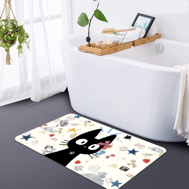 Artistic Cat-Themed Bath Mat